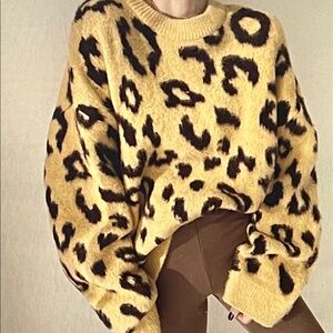 Knox Rose Yellow and Black Animal Print Sweater